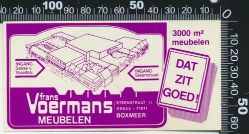 Sticker: Frans Voermans Meubelen - Boxmeer (1), Verzamelen, Stickers, Zo goed als nieuw, Bedrijf of Vereniging, Verzenden