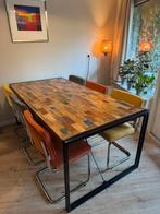 Unieke handgemaakte eettafel van gerecycled hout - 200x100cm, Ophalen, 200 cm of meer, 50 tot 100 cm, Zo goed als nieuw
