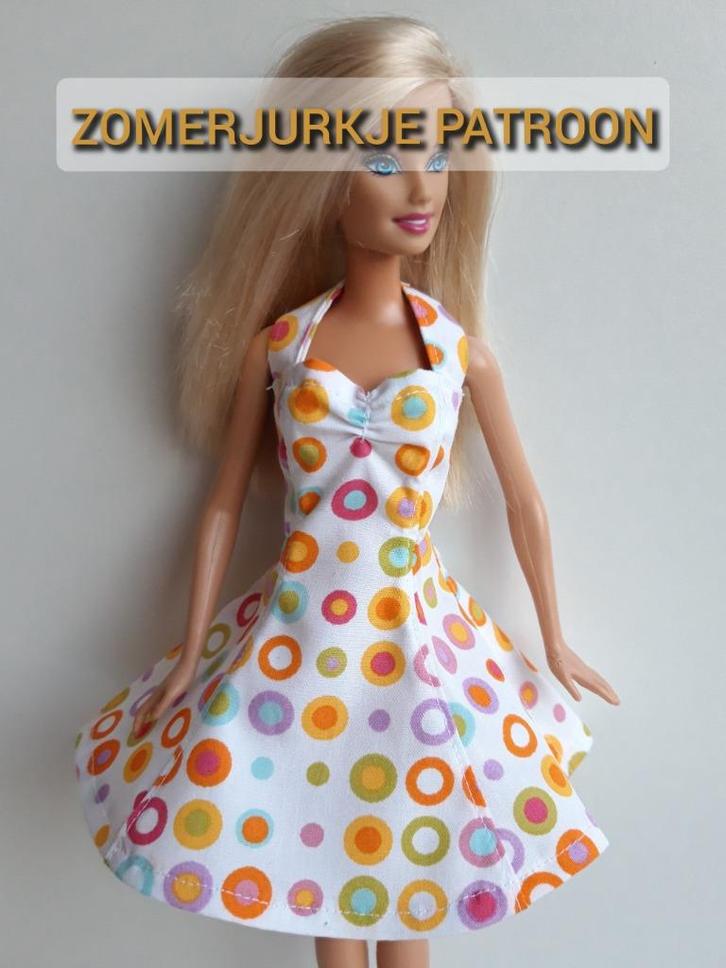 Naaipatroon Barbiekleertjes - zomerjurkje + stofjes, Kinderen en Baby's, Speelgoed | Poppen, Nieuw, Barbie, Ophalen
