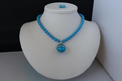 SHELLPEARLS  ketting/oorhanger-set, Sieraden, Tassen en Uiterlijk, Kettingen, Nieuw, Blauw, Met edelsteen, Met hanger, Verstelbaar