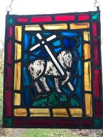 Glas in lood ruit ; Lam Gods; gebrandschilderd, Ophalen of Verzenden