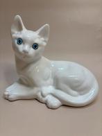 Vintage keramisch kattenbeeld glazen ogen blauw, Antiek en Kunst, Ophalen of Verzenden