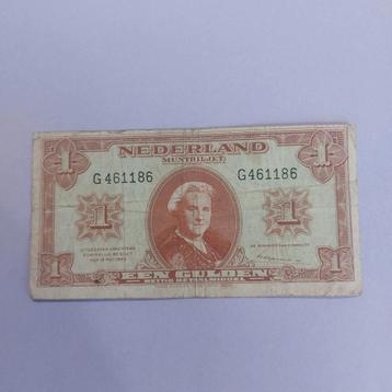 1 gulden muntbiljet uit 1945 ZFR
Serie nummer G 461186
 beschikbaar voor biedingen