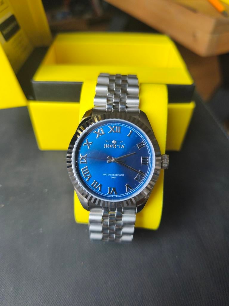 Nieuw Invicta Horloge Heren 43mm -47399- Zilver/Blauw, Ophalen of Verzenden, Nieuw, Staal, Overige merken