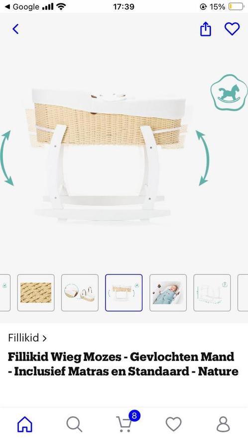 Fillikid Wieg Mozes Nature - Incl. Matras & Standaard, Kinderen en Baby's, Babywiegjes en Ledikanten, Nieuw, Wieg, Ophalen