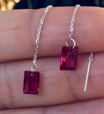 oorbellen 18K wit goud robijn beschikbaar voor biedingen