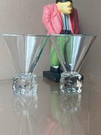 Vintage Martini Glazen met Kubusvoet - Set van 2 Glaswerk Co, Antiek en Kunst, Ophalen of Verzenden