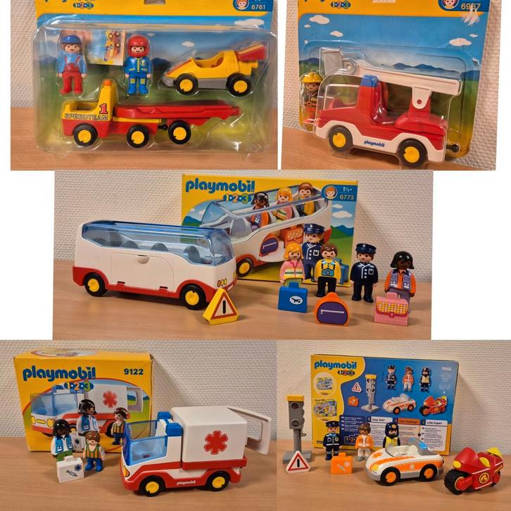 Playmobil 123 junior voertuigen hulpdiensten Nieuwstaat!, Kinderen en Baby's, Speelgoed | Kinderpuzzels, Zo goed als nieuw, Meer dan 50 stukjes