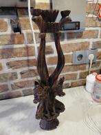 Houten kandelaar met draken, Verzamelen, Beelden en Beeldjes, Ophalen of Verzenden, Zo goed als nieuw, Dier