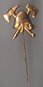 Brandweer speld goudkleurig, Verzenden, Zo goed als nieuw