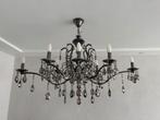 Elegante Zwarte Kroonluchter, Huis en Inrichting, Lampen | Kroonluchters, Ophalen, Zo goed als nieuw, Glas, Klassiek