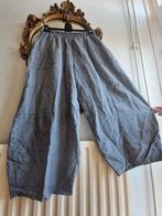 Made in Italy grijs linnen wijde ballonbroek met elastiek, Made in Italy, Ophalen of Verzenden, Zo goed als nieuw, Grijs