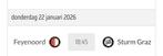 Feyenoord sturm graz, Losse kaart, Eén persoon, Januari, Europa of Champions League