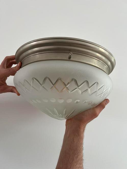 Plafonnière coupe druk geslepen Giso Gispen plafondlamp, Huis en Inrichting, Lampen | Plafondlampen, Zo goed als nieuw, Glas, Ophalen