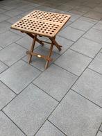Opklapbaar hardhouten bijzettafeltje 50x50x50cm, Ophalen, Gebruikt, Vierkant, Hout