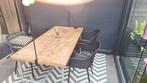 Tafel met 4 kuipstoelen inclusief decoratie stang/ sierstang, Tuin en Terras, Tuinsets en Loungesets, Ophalen, Zo goed als nieuw