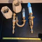 Antieke Gouden Wandlampen met Lampenkappen, Ophalen of Verzenden