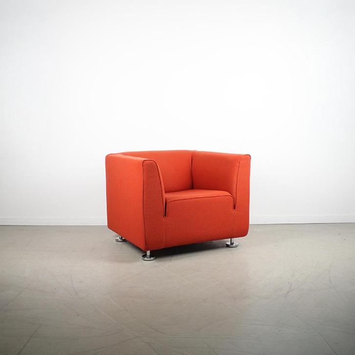 2x Gelderland 4800 Fauteuil – Oranje Stof, Huis en Inrichting, Fauteuils, Zo goed als nieuw, Stof, 75 tot 100 cm, 75 tot 100 cm