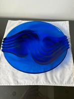Grote Art Deco schaal glas kobalt blauw, Antiek en Kunst, Antiek | Glas en Kristal, Ophalen of Verzenden