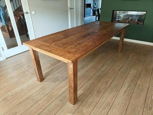 Robuuste eettafel van teakhout, Huis en Inrichting, Tafels | Eettafels, Gebruikt, 50 tot 100 cm, 200 cm of meer, Vijf personen of meer