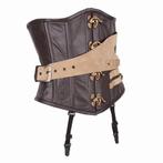 Leren steampunk korset model 22 maat small t/m 6xl, Kleding | Dames, Ondergoed en Lingerie, Ophalen of Verzenden, Bruin, Body of Korset