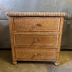 Vintage jaren 60 70 riet rotan wicker ladekast, Overige materialen, Gebruikt, Ophalen of Verzenden, 3 of 4 laden