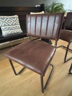 Stoelen - Leer met metaal frame - 3 stuks, Huis en Inrichting, Stoelen, Ophalen, Gebruikt, Metaal, Drie
