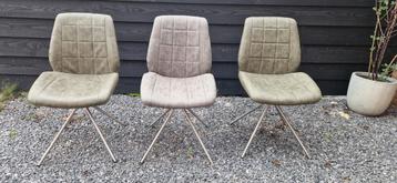 3 Eetkamerstoelen - Groen & Grijs - Zo goed als nieuw beschikbaar voor biedingen