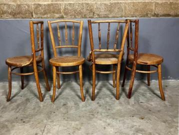 4 webbing bentwood stoelen Thonet 98 stijl Vintage brocante beschikbaar voor biedingen