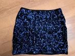 Donkerblauwe pailletten minirok van H&M, mt.36, H&M, Nieuw, Maat 36 (S), Boven de knie