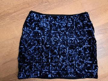 Donkerblauwe pailletten minirok van H&M, mt.36 beschikbaar voor biedingen