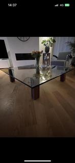 Glazen Design Tafel 130x130cm, Huis en Inrichting, Tafels | Salontafels, Ophalen, Gebruikt, Vierkant, Glas
