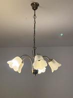 Klassieke hanglamp met 5 glazen kappen – 2 stuks, Huis en Inrichting, Lampen | Kroonluchters, Ophalen of Verzenden, Zo goed als nieuw