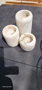 Setje van 3 marmeren waxinelicht, Ophalen of Verzenden, Zo goed als nieuw, Overige materialen, Minder dan 25 cm
