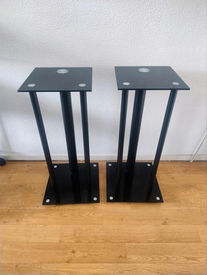 Luidspreker standaarden glas /zwart, Audio, Tv en Foto, Luidsprekers, Zo goed als nieuw, Front, Rear of Stereo speakers, Minder dan 60 watt
