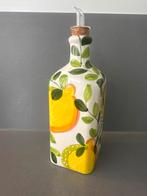 Olijfflesje met fruitmotief, Huis en Inrichting, Woonaccessoires | Vazen, Geel, Aardewerk of Porselein, Ophalen of Verzenden, Zo goed als nieuw