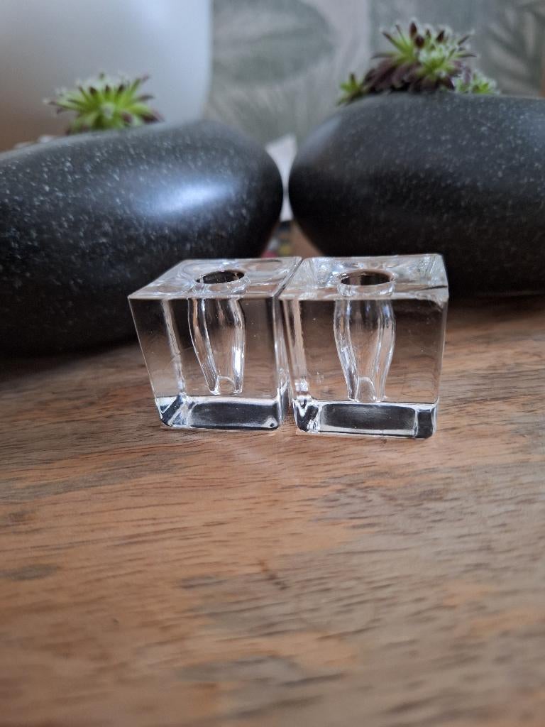 6 vintage ijsblok kandelaars, Overige materialen, Ophalen of Verzenden, Zo goed als nieuw, Kandelaar