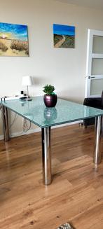 Glazen eettafel Craquete, Huis en Inrichting, Tafels | Eettafels, Ophalen, Gebruikt, 50 tot 100 cm, Glas