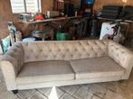 Klassieke Driepersoonsbank - Beige Stof, Ophalen, Gebruikt, Driepersoons, 75 tot 100 cm