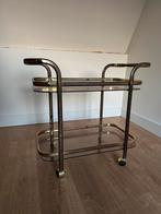 Vintage barcart - Goud met gerookt glas, Ophalen, Gebruikt