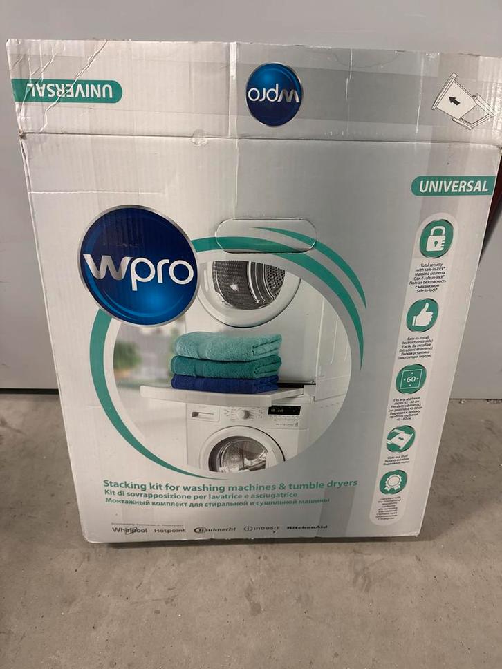 Wpro Stapelkit Wasmachine/Droger - Nieuw in Doos!, Huis en Inrichting, Stoelen, Nieuw, Kunststof, Wit, Ophalen