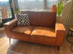 Cognac leer suede mix bank 2 stuks moet weg!!!, Ophalen, 125 tot 150 cm, Stof