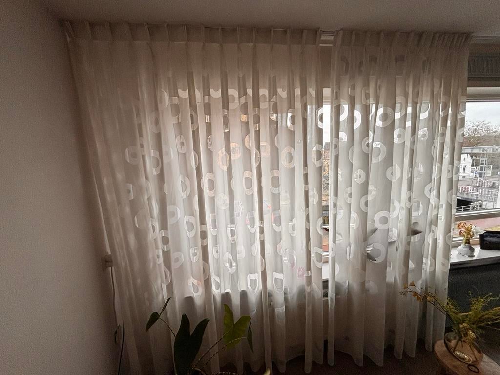 Lichtdoorlatende gordijnen 516x242, 200 cm of meer, Wit, Ophalen of Verzenden, Zo goed als nieuw