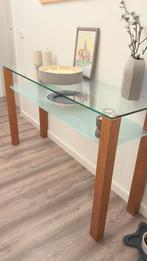 Glazen bijzettafel, Huis en Inrichting, Ophalen, Zo goed als nieuw, Rechthoekig, 50 tot 100 cm