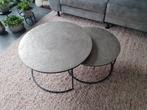 Salontafel set staal design zilver kleur, Huis en Inrichting, Ophalen, 50 tot 100 cm, Rond, 50 tot 100 cm