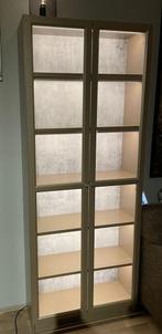 Billy vitrinekast - metallic grey - unieke verlichting, Ophalen, Met deur(en), 200 cm of meer, 50 tot 100 cm