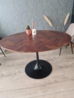 Eettafel rond walnoot diameter 120 cm, Huis en Inrichting, Tafels | Eettafels, Ophalen, Gebruikt, Rond, Vier personen