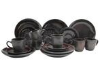 Coffee Set 18 PC Reactive Glaze Ceramic Black, Ophalen, Nieuw, Glas, Overige stijlen
