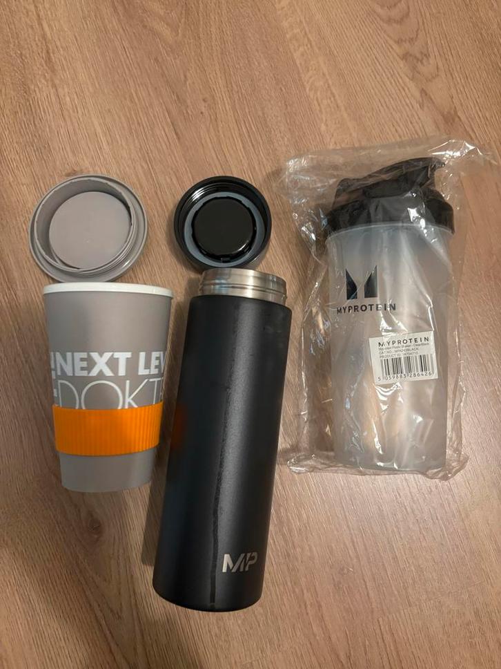 Myprotein Shaker, Myprotein Thermos en koffiebeker Set, Sport en Fitness, Bidons, Nieuw, Ophalen