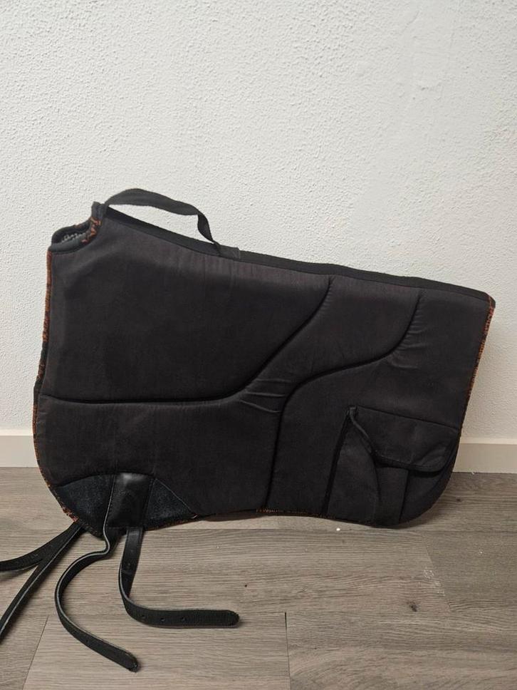 Zwarte Barebackpad met vakjes en handvat, Dieren en Toebehoren, Paarden en Pony's | Dekens en Dekjes, Zo goed als nieuw, Dekje